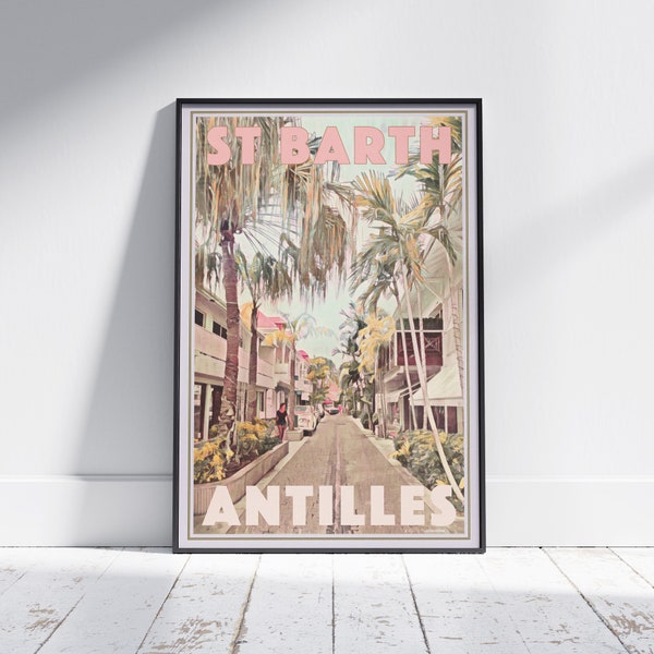 St Barth Poster Gustavia by Alecse | Limited Edition Caribbean Travel Poster | Saint Barthelemy print | Poster of Gustavia St Barth Antilles