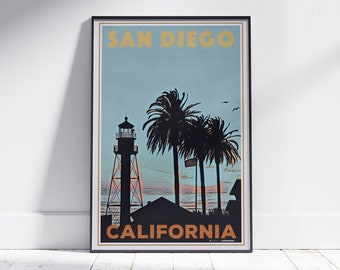 San Diego Lighthouse Poster - California Coastal Travel Art