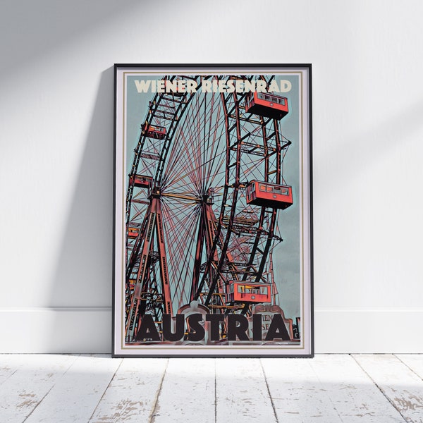 Vienna Poster Wiener Riesenrad by Alecse | Limited Edition Austria Travel Poster | Vienna Print | Ferris wheel Poster | Poster of Vienna