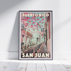 Puerto Rico Poster San Juan Pink by Alecse | Limited Edition | Puerto Rico Travel Poster | San Juan Gallery Wall Print of Puerto Rico