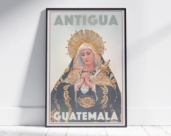 Guatemala Poster Virgin Mary Antigua by Alecse | Limited Edition Antigua Poster | Guatemala Travel Poster | Guatemala Gift | Antigua Poster