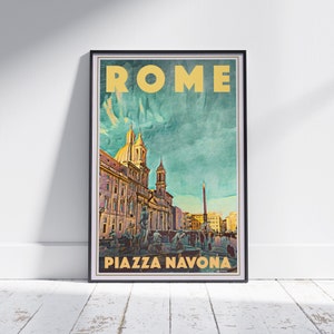 Rome Poster Piazza Navona by Alecse | Limited Edition | Italy Travel Poster | Classic Rome Print of Navona Square Poster | Poster of Rome