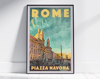 Rome Poster Piazza Navona by Alecse | Limited Edition | Italy Travel Poster | Classic Rome Print of Navona Square Poster | Poster of Rome