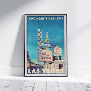 Las Vegas Poster Chapel of the Flowers by Alecse | Limited Edition Las Vegas Poster | Two hearts One Love Gallery Wall Print of Las Vegas