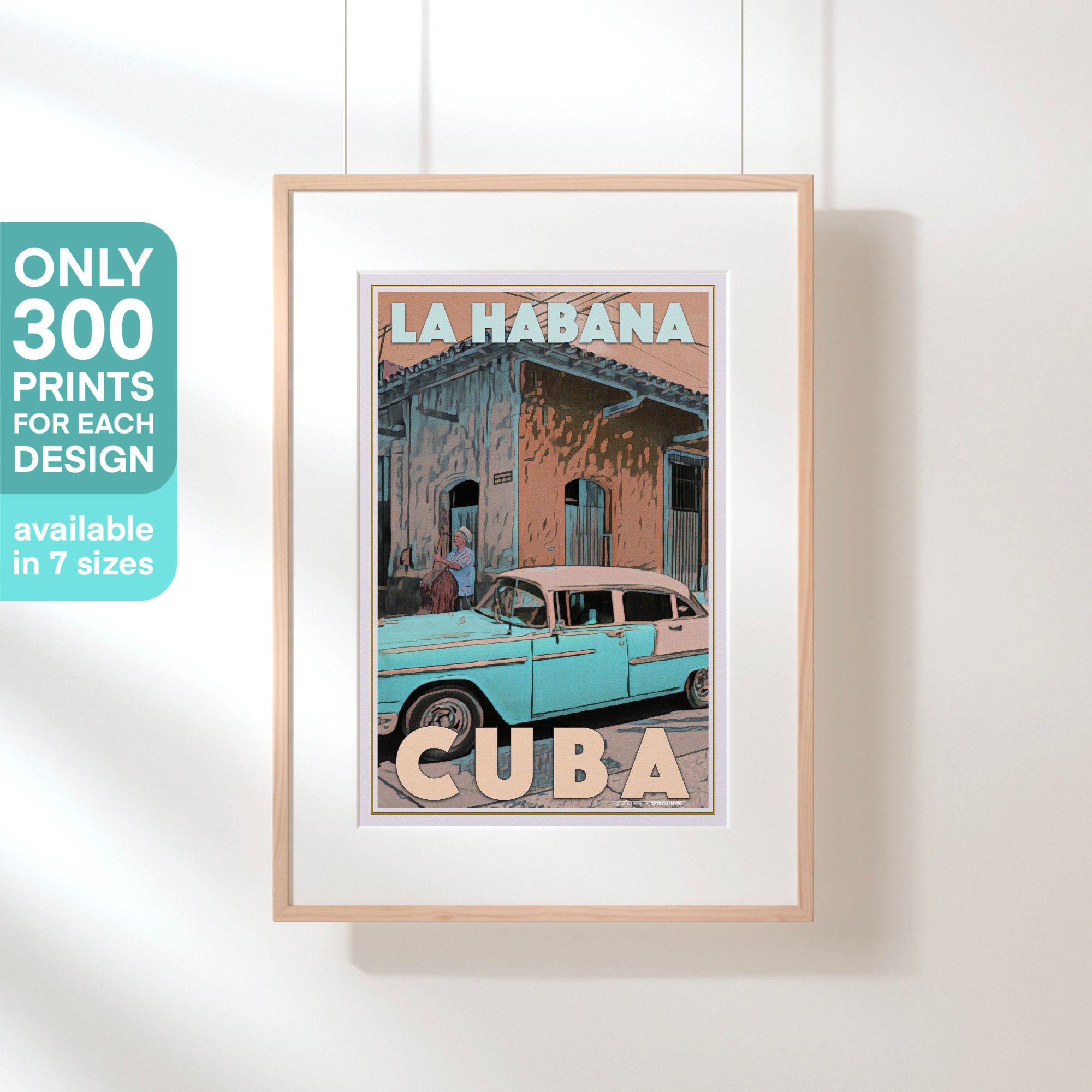 Cuba Poster Turquoise by Alecse Limited Edition Cuba Travel Poster 