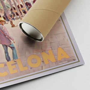 Barcelona Poster Placa Reial by Alecse Limited Edition Spain Travel Poster Classic Barcelona print Barcelona Gift Placa Reial Print image 5