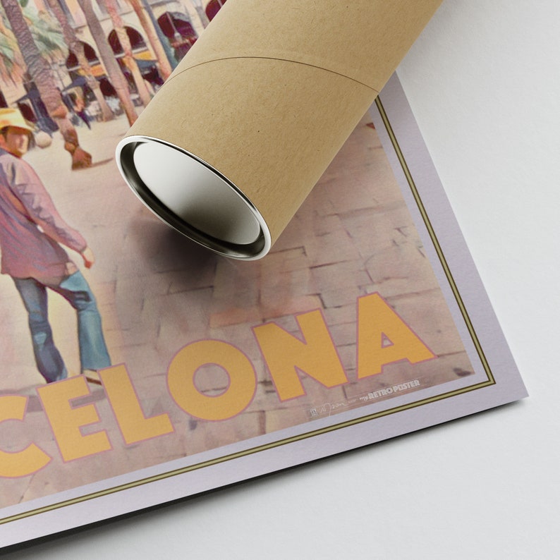 Barcelona Poster Placa Reial by Alecse Limited Edition Spain Travel Poster Classic Barcelona print Barcelona Gift Placa Reial Print image 5