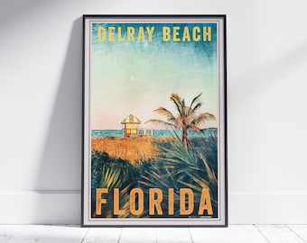 Delray Beach Florida Vintage Travel Poster | Retro Coastal Wall Art | Limited Edition Beach Decor | Nostalgic Florida Souvenir