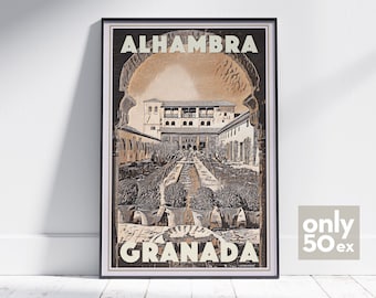 Alhambra Poster | Collector Edition Numbered & Signed by Alecse | Alhambra Print | Spain Travel Poster Granada | Alhambra Gift