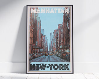 Manhattan Poster by Alecse | Limited Edition | New York Travel Poster | Manhattan Gallery Wall Print of New York | Classic Manhattan Print