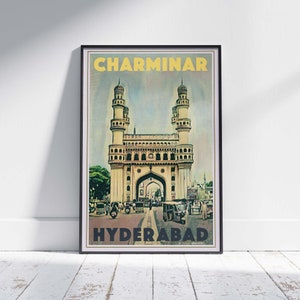 Hyderabad Poster Charminar by Alecse | Limited Edition | India Travel Poster | Telangana print | Charminar Gift | Charminar Poster Hyderabad