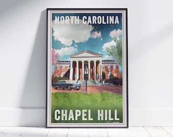 Chapel Hill Poster Morehead Planetarium by Alecse | Limited Edition US Travel Poster | North Carolina Poster of Chapel Hill | Sixties Poster