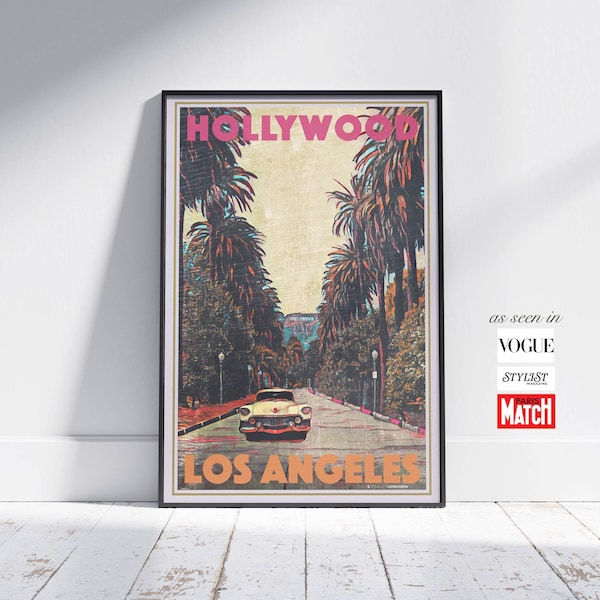 Hollywood Cadillac Poster by Alecse | Limited Edition | Classic California Retro Poster | Hollywood Decor