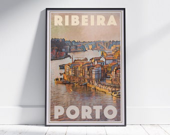 Porto Poster Ribeira by Alecse | Limited Edition | Portugal Travel Poster | Ribeira Print | Porto Travel Wall | Porto Print | Porto Gift