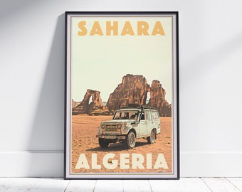 Sahara Safari Poster by Alecse | Limited Edition | Algeria Travel Poster | Sahara Travel Print  | Algeria 4x4 gift | Poster Sahara Algeria