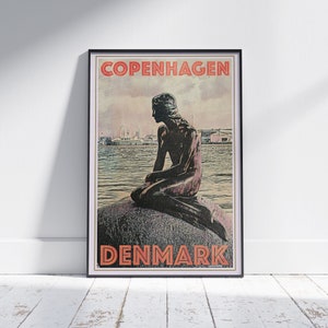 Copenhagen Poster Little Mermaid by Alecse | Limited Edition | Denmark Travel Poster | Classic Copenhagen Souvenir
