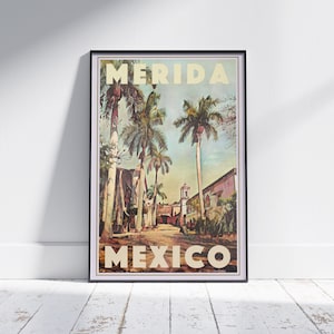 Merida Poster Hacienda Santa Cruz by Alecse | Limited Edition Mexico Travel Poster | Mexican Decor Gift and Souvenir