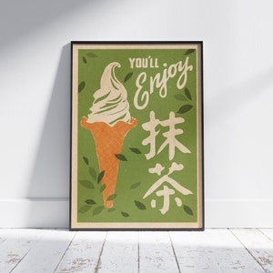 Matcha Ice Cream Poster by Cha x Vintage Exotics™ | Limited Edition Vintage Japan Poster | Classic Japan Ice Cream Print | Japandi Design