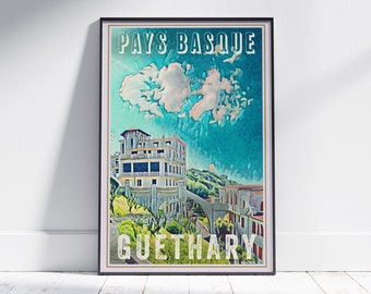 Guethary Poster by Alecse | Limited Edition | Guethary Print | Basque Country Travel Poster | Basque Coast Print | Poster of Guethary Gift