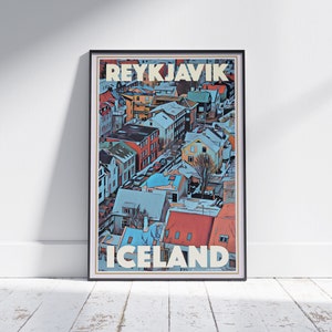 Reykjavik Poster framed Iceland travel decor Alecse