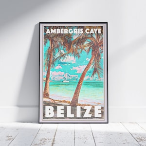 Belize Poster Ambergris Caye by Alecse | Limited Edition | Belize Travel Poster | Ambergris Caye print | Belize Gift | Poster of Ambergris