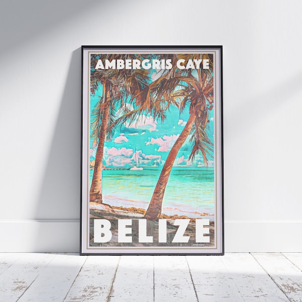 Belize Poster Ambergris Caye by Alecse | Limited Edition | Belize Travel Poster | Ambergris Caye print | Belize Gift | Poster of Ambergris