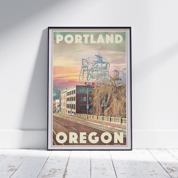 Portland Poster Oregon by Alecse | Limited Edition US Travel Poster | Portland Gallery Wall Print of Oregon | Portland Decoration Gift