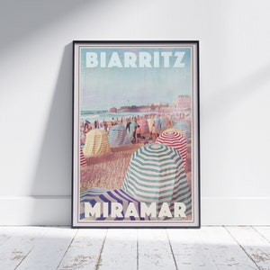 Biarritz Poster Miramar by Alecse | Limited Edition | France Travel Poster | Miramar Beach Print Gift | Poster of Biarritz Basque Country
