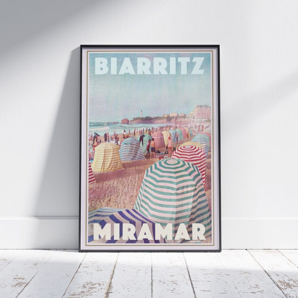 Biarritz Poster Miramar by Alecse | Limited Edition | France Travel Poster | Miramar Beach Print Gift | Poster of Biarritz Basque Country