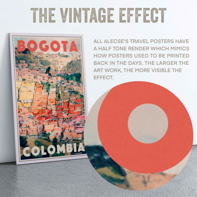 Close-up of the halftone in the Bogota Travel Poster by Alecse