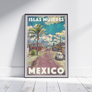 Islas Mujeres Poster Beetle by Alecse | Limited Edition Mexico Travel Poster | Women Island Gallery Wall Print of Mexico | Yucatan Decor