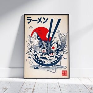 Koi Ramen Poster by Cha x Vintage Exotics™ | Limited Edition Japanese Poster | Classic Japanese Food Print | Koi Ramen Food Gift Print Japan