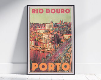 Porto Poster titled Rio Douro | 300ex only | Original Edition by Alecse | Portugal Travel Poster Series | Porto Vintage Art & Gift Idea