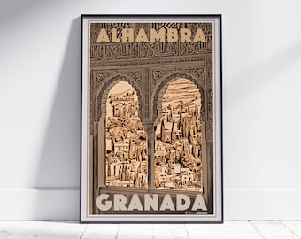 Alhambra Poster Windows by Alecse | Original Edition 300ex | Granada Travel Poster | Alhambra Print | Granada Print | Spain Travel Poster