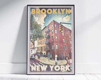 Brooklyn Poster Famous 5 by Alecse | Limited Edition US Travel Poster | Brooklyn Gallery Wall Print of New York | Brooklyn Decoration