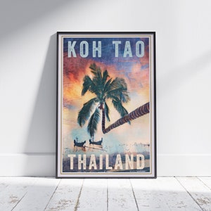 Koh Tao Poster Sunset by Alecse | Limited Edition | Thailand Travel Poster | Thailand Vintage Print | Classic Poster of Koh Tao at Sunset