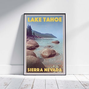 Lake Tahoe Poster by Alecse | Limited Edition | Sierra Nevada Poster | Classic Lake Tahoe Print | Poster of Sierra Nevada | USA Gallery Wall