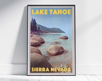 Lake Tahoe Poster by Alecse | Limited Edition | Sierra Nevada Poster | Classic Lake Tahoe Print | Poster of Sierra Nevada | USA Gallery Wall