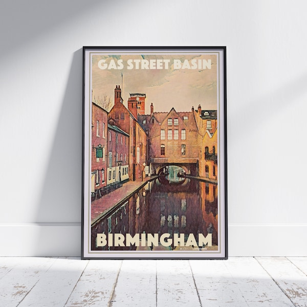 Birmingham Poster Gas Street Basin by Alecse | UK Travel Poster | Birmingham Print | Poster of Birmingham | UK Travel Wall | Birmingham Gift