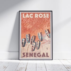 Pink Lake Poster by Alecse - Exclusive Limited Edition Lac Rose, Senegal Artwork - Unique Travel Decor, Collector's Item