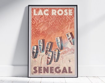 Pink Lake Poster by Alecse - Exclusive Limited Edition Lac Rose, Senegal Artwork - Unique Travel Decor, Collector's Item