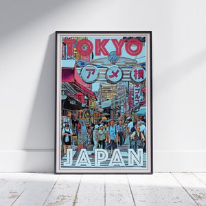Tokyo Poster Market by Alecse™ | Limited Edition | Japan Travel Poster | Tokyo Print | Japan Travel Wall | Tokyo Travel Wall | Tokyo Gift