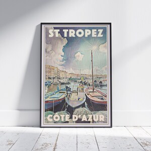 St Tropez Poster by Alecse | Limited Edition | France Travel Poster | St Tropez print | Riviera Poster | Cote d'Azur Poster | St Tropez Gift