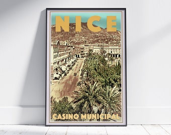 Nice Poster Casino by Alecse | Limited Edition French Travel Poster of Nice | French Riviera Poster | Casino Nice Illustration | Nice Gift