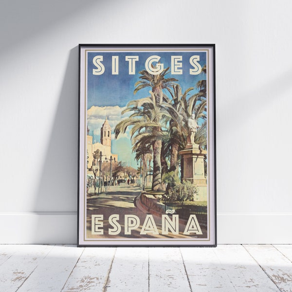 Sitges Poster Spain by Alecse | Limited Edition Catalonia Travel Poster | Spain Gallery Wall Print of Sitges | Catalonia Decoration Gift