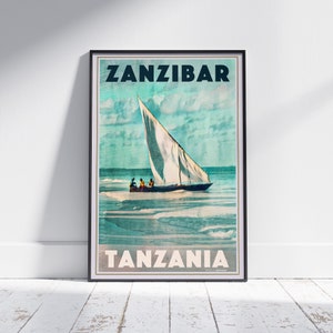 Zanzibar Poster Boat by Alecse | Limited Edition Tanzania Travel Poster | Zanzibar Print | Sailboat Print | Poster of Tanzania Zanzibar Gift