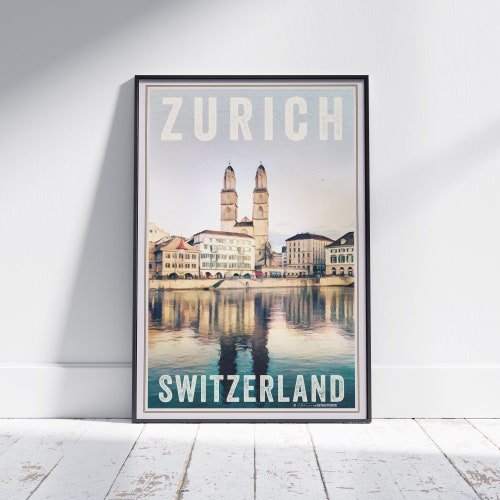 Zurich Switzerland Travel Poster Print / Zurich Vintage Etsy