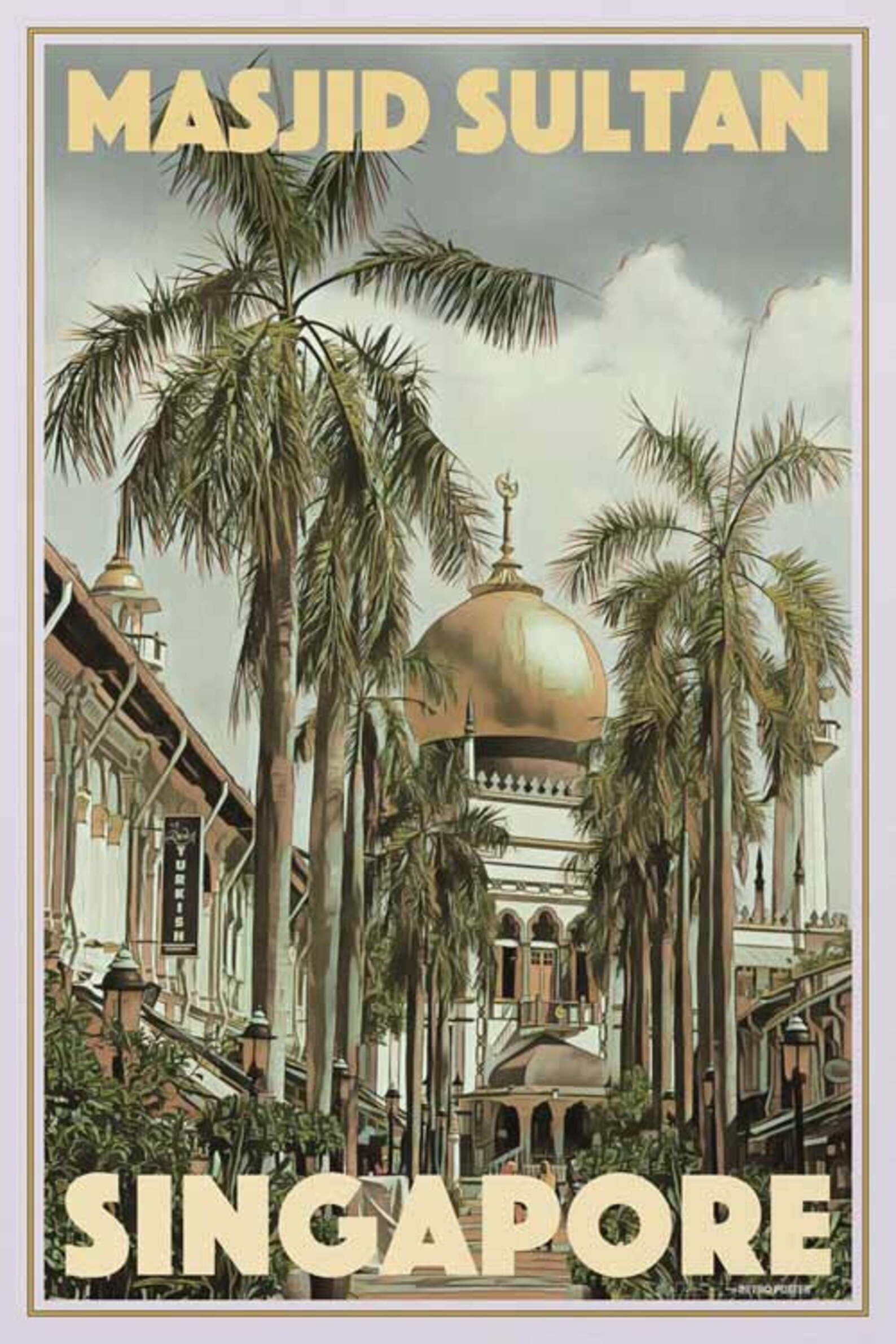 Cartel vintage Singapur titulado Masjid Sultan Retro Poster Etsy