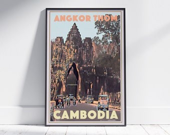 Cambodia Poster Angkor Thom Victory Gate by Alecse | Limited Edition Cambodia Travel Poster | Poster of Angkor Thom | Cambodia Gallery Wall