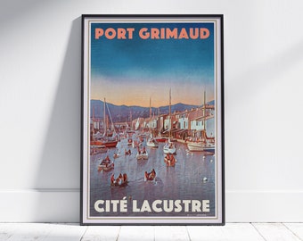 Port Grimaud Poster Cité Lacustre by Alecse | Limited Edition French Travel Poster | Port Grimaud Print | French Riviera Print | Midi Gift